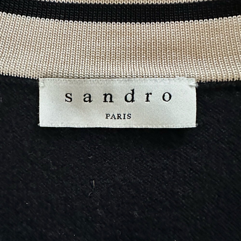 Sandro Colle Striped Neck Wool & Cashmere Sweater - Picture 7 of 12